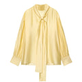 Women's Shirts Spring 2026 New Fashion Bow Decoration Loose Shirts Women Casual Shirts Female Blouses Chic Tops