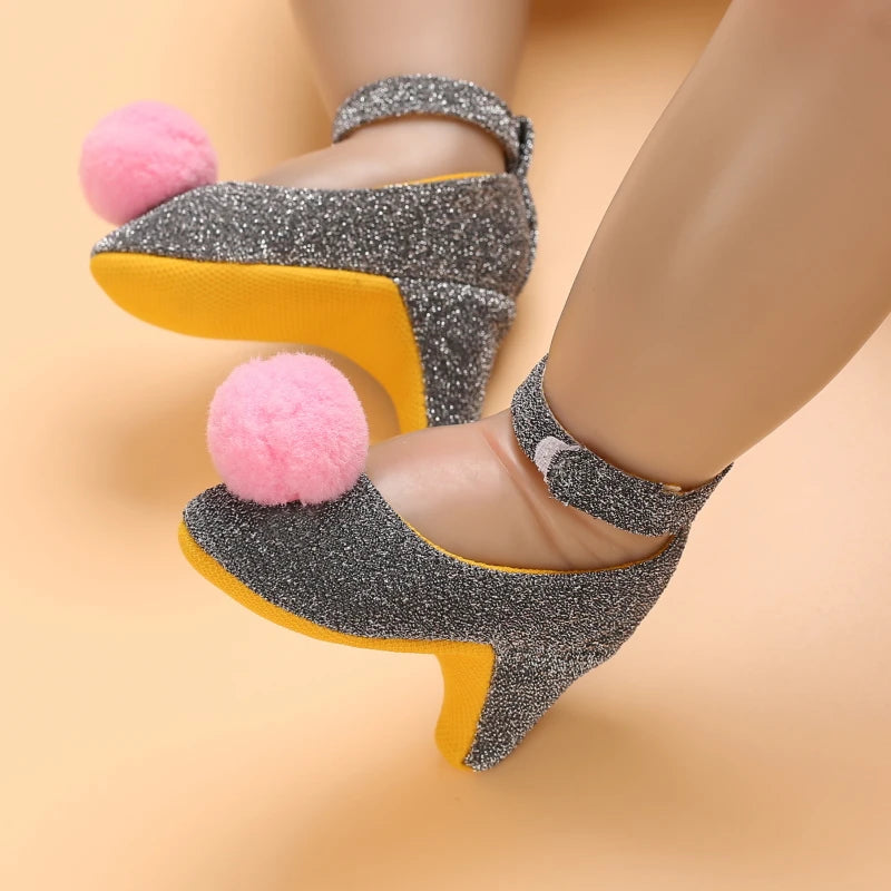 2026 New Infant Newborn Baby Girl High Heels Shoes Princess Bow First Birthday Party Shoes Photo Props Shoes 10CM / 10.5CM