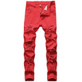 Black Men Jeans Narrow Feet High Street Punk Rock Micro Elastic Fabric Man Ripped Jean Cultivate Morality Hardcore Pants