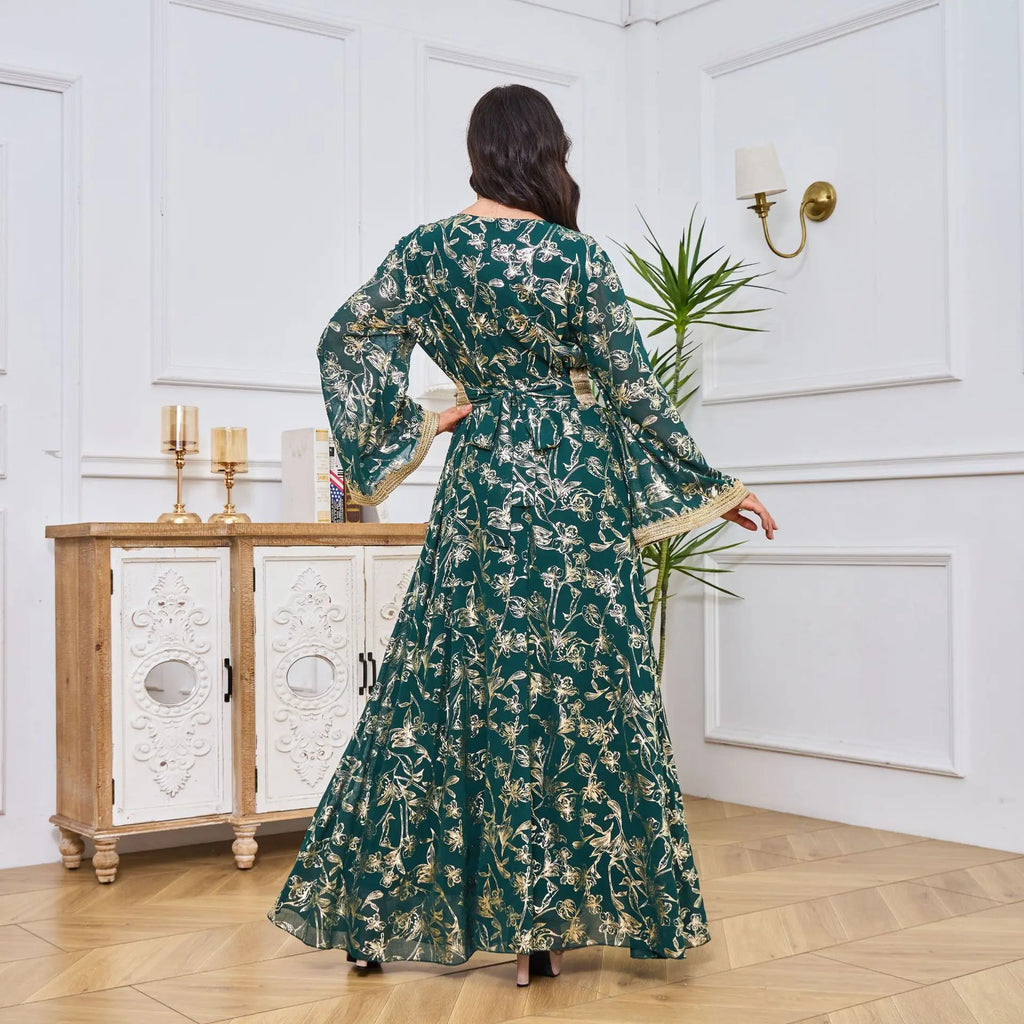 Summer Elegant Print Dress for Women Muslim Abaya Long Dress Dubai Party Evening Dress Islamic Turkey Kaftan Femme Vestidos Robe