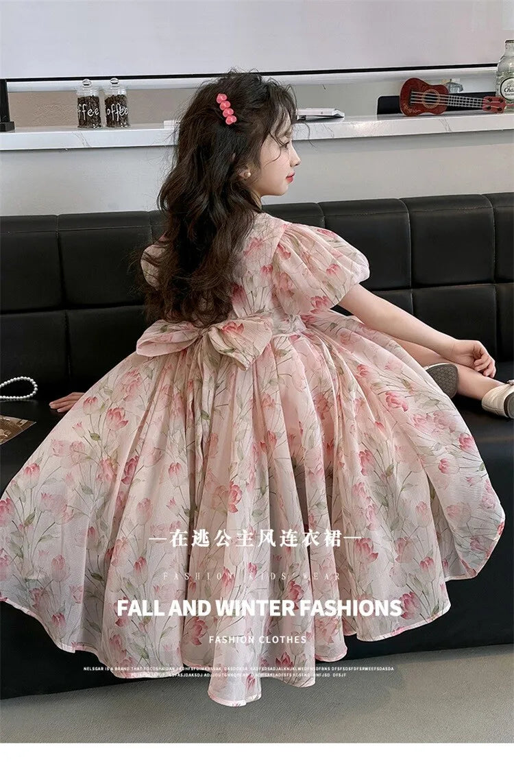 summer Elegant Flower Princess Dresses vestidos elegantes para mujer kids girls dress clothes vestido verano 12 14 enfant fille