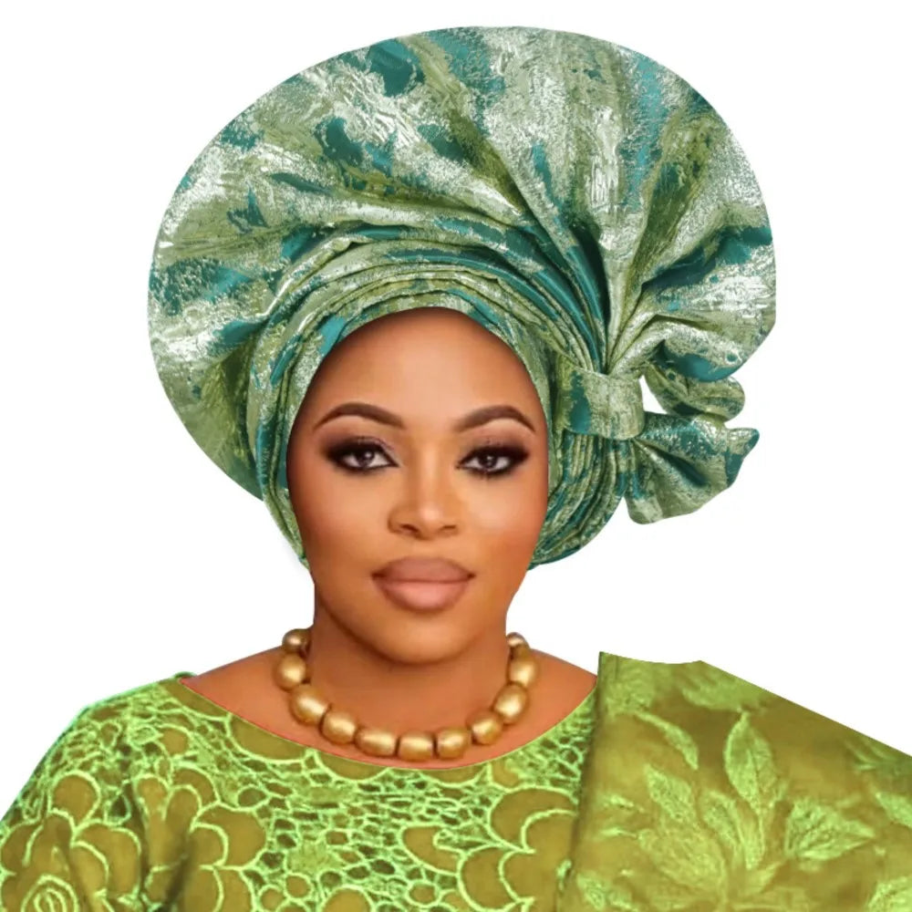 2026 New African Headtie Turban Nigeria Auto Gele Head Wraps Auto Gele Women's Turban Cap Wedding Geles Muslim Head Wraps Bonnet