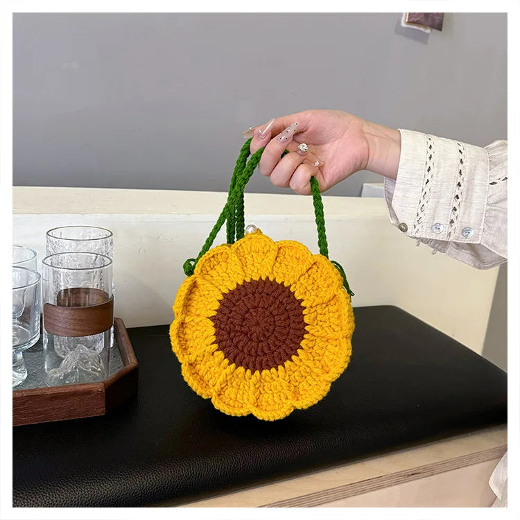 Ladies' Crossbody Bags New Handmade Woven Flower Kawaii Sweet Shoulder Bags High-quality Luxury Brand Crossbody Bags For Girl