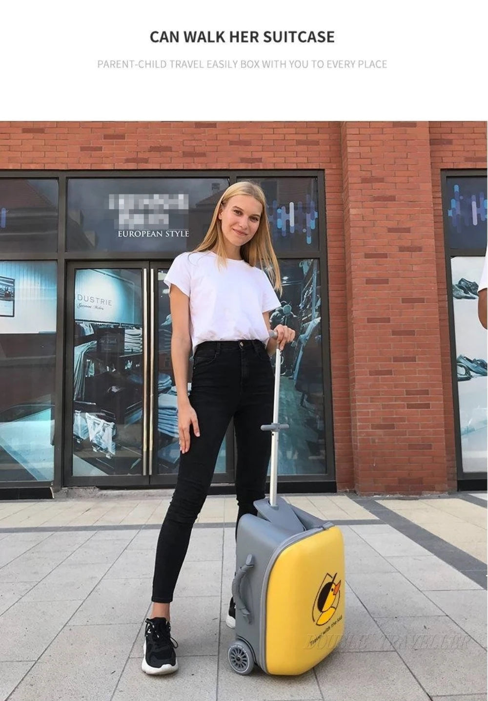 New Cartoon Suitcase for Kids Can Sit Boarding Cabin Luggage children's Suitcases Travel Lazy Trolley Case Baby Walker box wheel