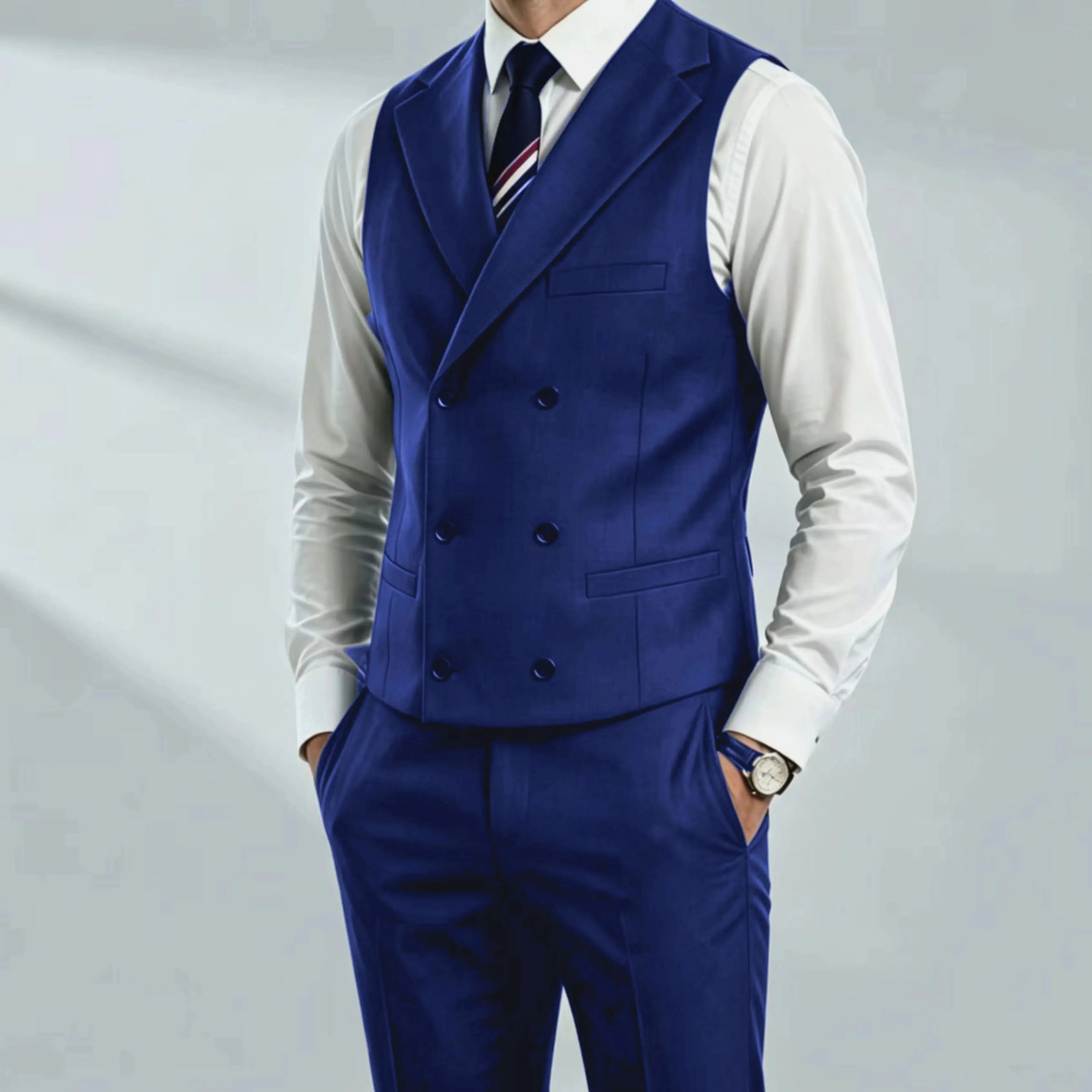 Men's 2 Piece Formal Suit Set, Casual Business Waistcoat and Pants, Wrinkle Resistant Suit Outfit