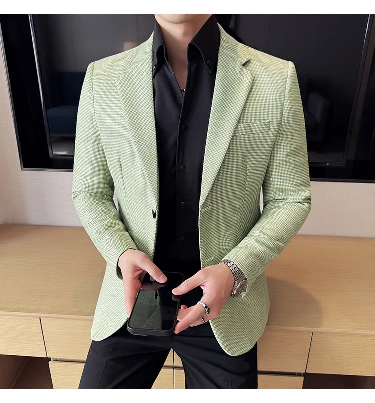 Men Suit Jacket Blazer Hombre High-quality Fashionable and Elegant Men Business Slim Fit Suit Jacket Social Party Formal Jacket
