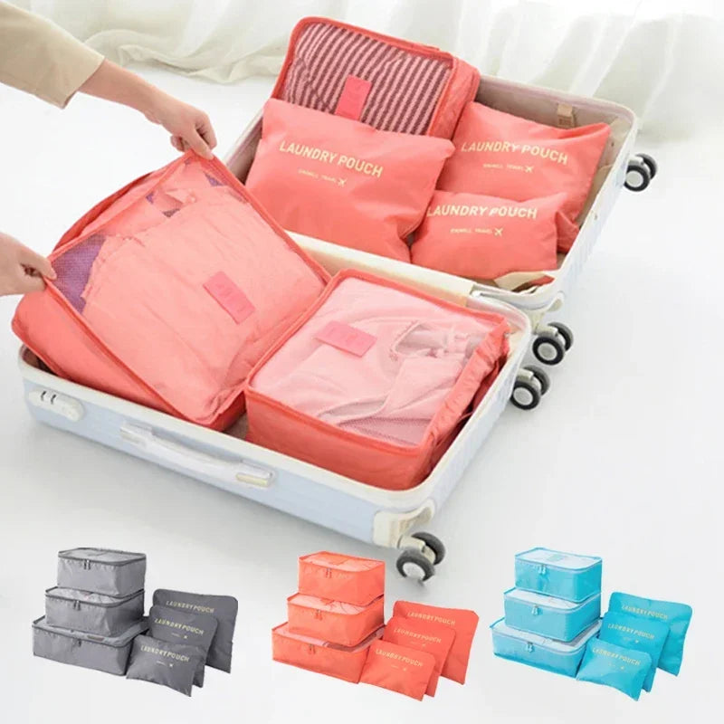 Travel 6-piece Storage Bag Set, Travel Luggage Sorting Bag, Clothing Packaging Bag, Breathable and Moisture-proof Storage Bag