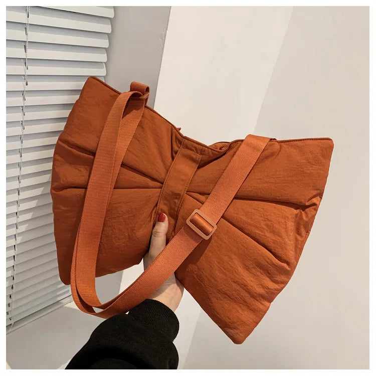 Soft Nylon Women's Portable Shoulder Bag Large Capacity Female Commute Crossbody Bags Simple Design Ladies Tote Purse Handbags