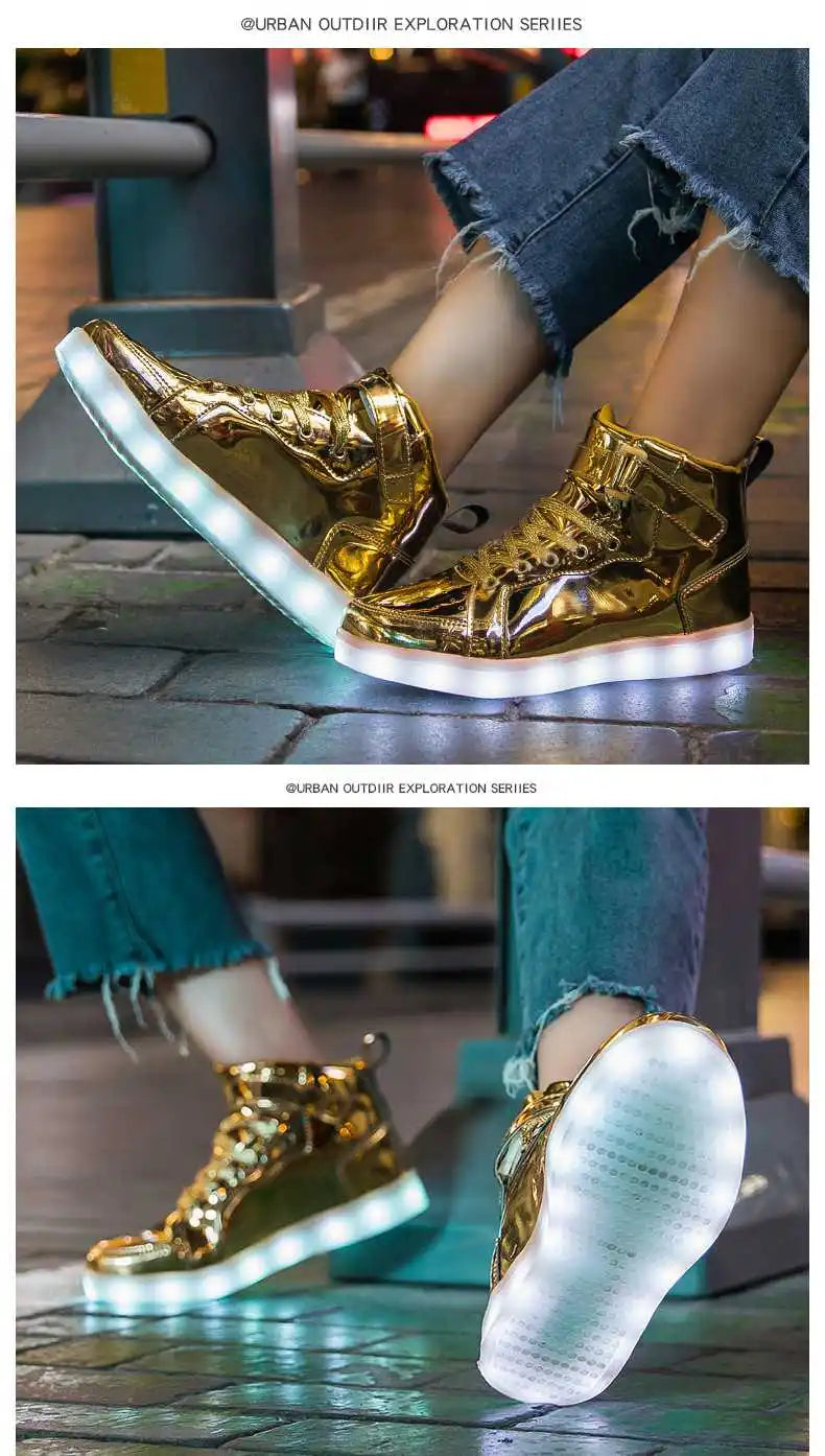 Kid Shoes Boy Girl Children Women Men Spring Summer Fashion Casual Sport Sneakers Led Light Up Dance Boots
