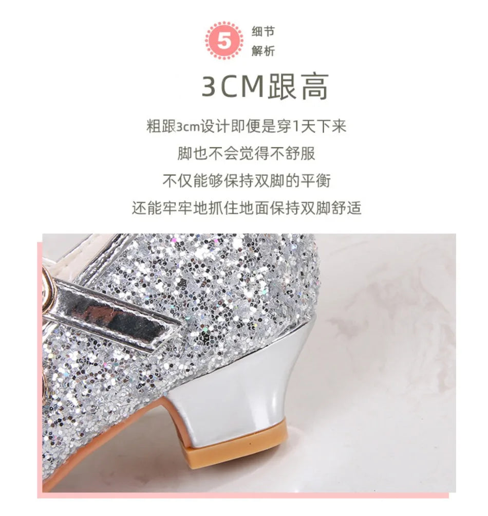 Classic Bow Girl Pu Leather Shoes For Girls Party Dance Children Shoes 3-14 Years Princess High Heels Child Wedding Shoes HSD09