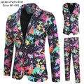 New Men's 3 Piece Christmas Sets Blazers+Vest+Pants 2026 Xmas Printed Men Suit Set Party Stage Dress Up Style Costume Streetwear