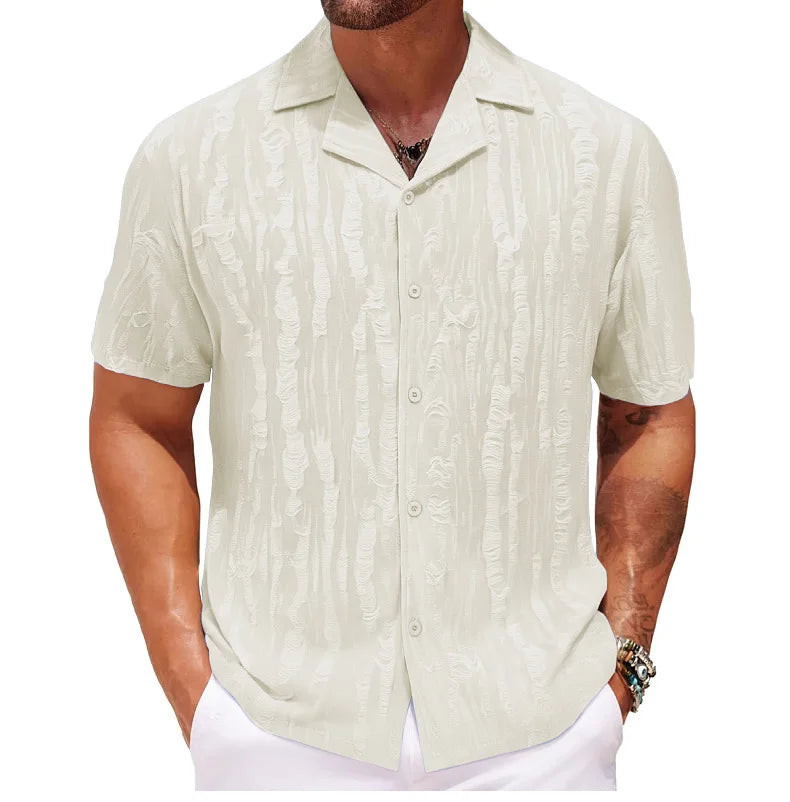 2026 Men's Summer Shirts Top Solid Turn-Down Collar Short Sleeve Shirt for Men Loose Half Sleeved Non Ironing T-shirt Male New