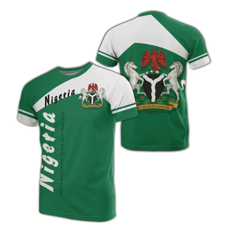 Nigeria Flag Men's T-shirts Nigerian Emblem Graphic Print Africa Clothing Ropa Hombre Summer Oversized Short Sleeve Male Tops