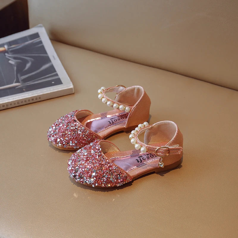 New Children Princess Shoes for Girls Bowtie Glitter Children Baby Dance Shoes Bling Bling Party Casual Toddler Girl Sandals