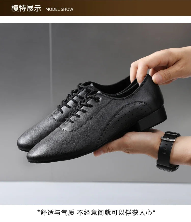 Men's white new leather Latin dance shoes Modern dance hall tango men's national standard dance shoes men's sports shoes