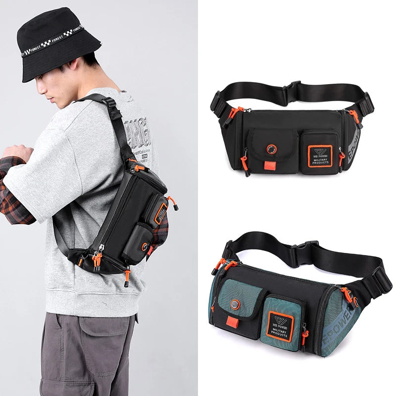 Men Waist Fanny Pack Bum Hip Sling Chest Belt Bag Multi-purpose Travel Climb Waterproof Nylon Male Cross Body Messenger Bags