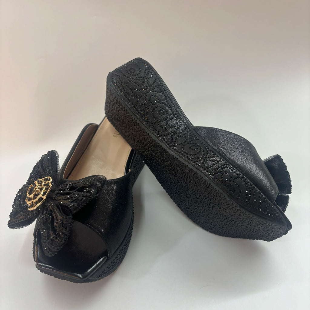 Latest Design Women Luxury Flower Wedding Party Shoes Nigerian Women Party Pumps High Heels Slip on Shoes for Women 6CM