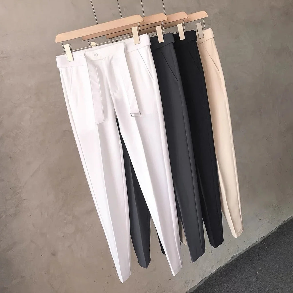 Draped Office Trousers For Men Fluid White Man Suits Pants Work Summer 2025 Chinese Homme Clothing Premium Stylish Formal