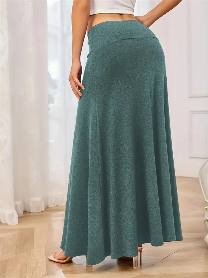 KIDCRKJ Long Skirt Women Autumn 2026 New Skirts Knitted Solid Urban Office Lady Fashion Clothes High Waist Maxi Skirts Faldas