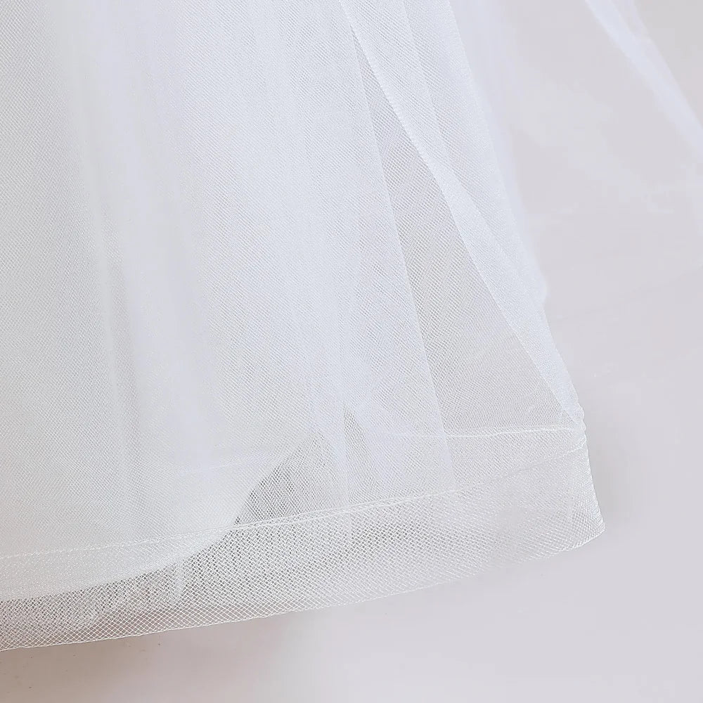 Teens Christmas Party Dresses For Girls White Bridesmaid Prom Gown Tulle Pageant Formal Wedding Evening Dress Children Costume