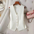 Women's Formal Business Vest Sleeveless Tailored Button Up Waistcoat Professional Office Outerwear Top Slim Fit Professional