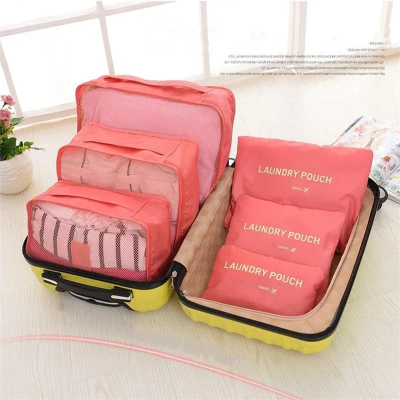 Travel 6-piece Storage Bag Set, Travel Luggage Sorting Bag, Clothing Packaging Bag, Breathable and Moisture-proof Storage Bag