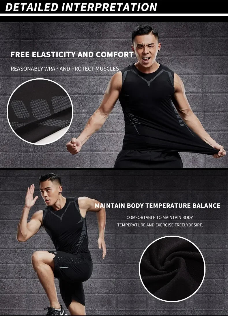 Men's Workout Compression Set Y2K Spider Printed Gym Vest Breathable Running Shorts Quick Dry Sports Rash Guard Sportwear Set