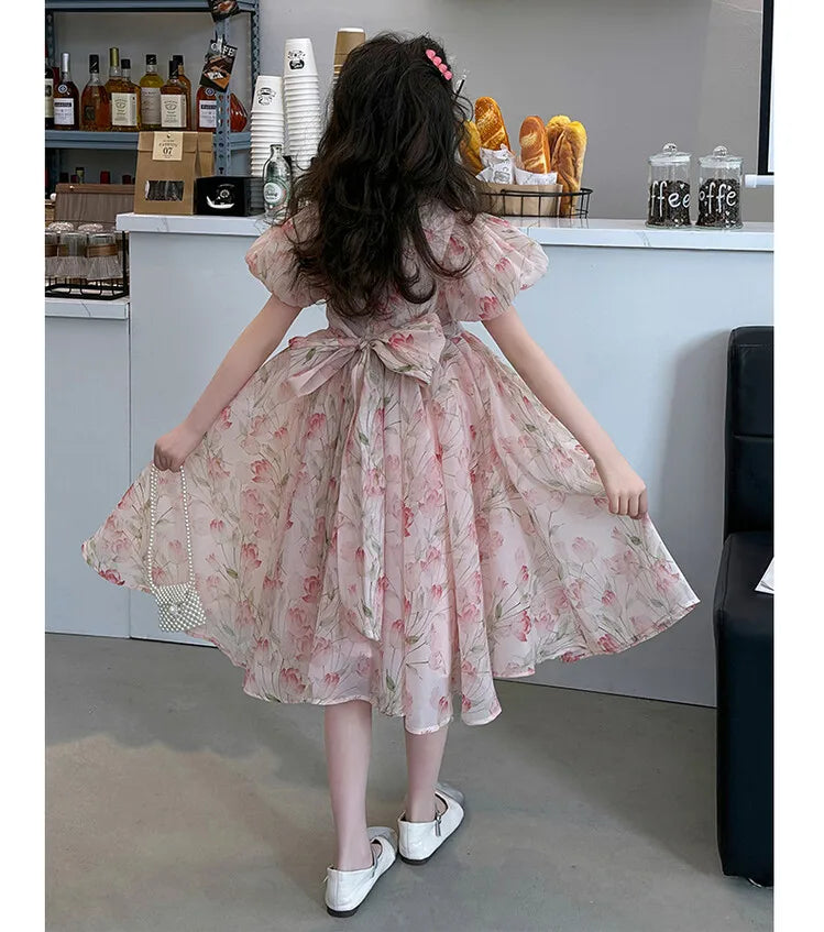 summer Elegant Flower Princess Dresses vestidos elegantes para mujer kids girls dress clothes vestido verano 12 14 enfant fille