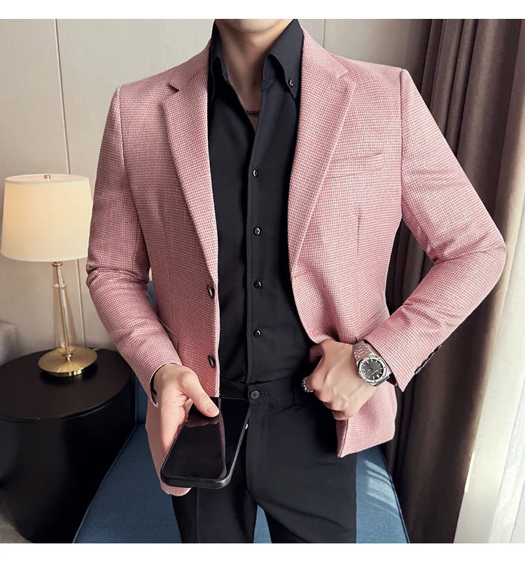 Men Suit Jacket Blazer Hombre High-quality Fashionable and Elegant Men Business Slim Fit Suit Jacket Social Party Formal Jacket