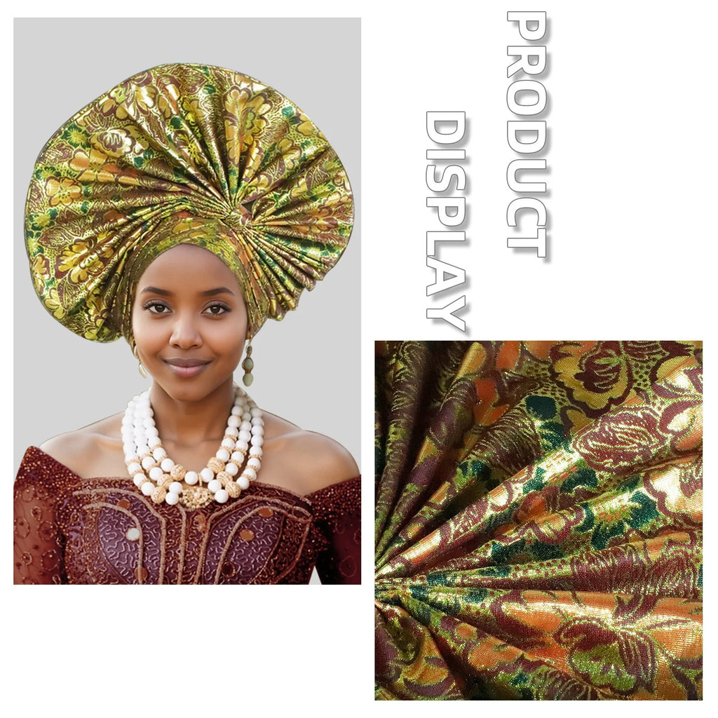 Elegant African Autogele Women's Turban Cap Nigeria Wedding Gele Ready To Wear Headtie Evening Party Headwear African Headtie