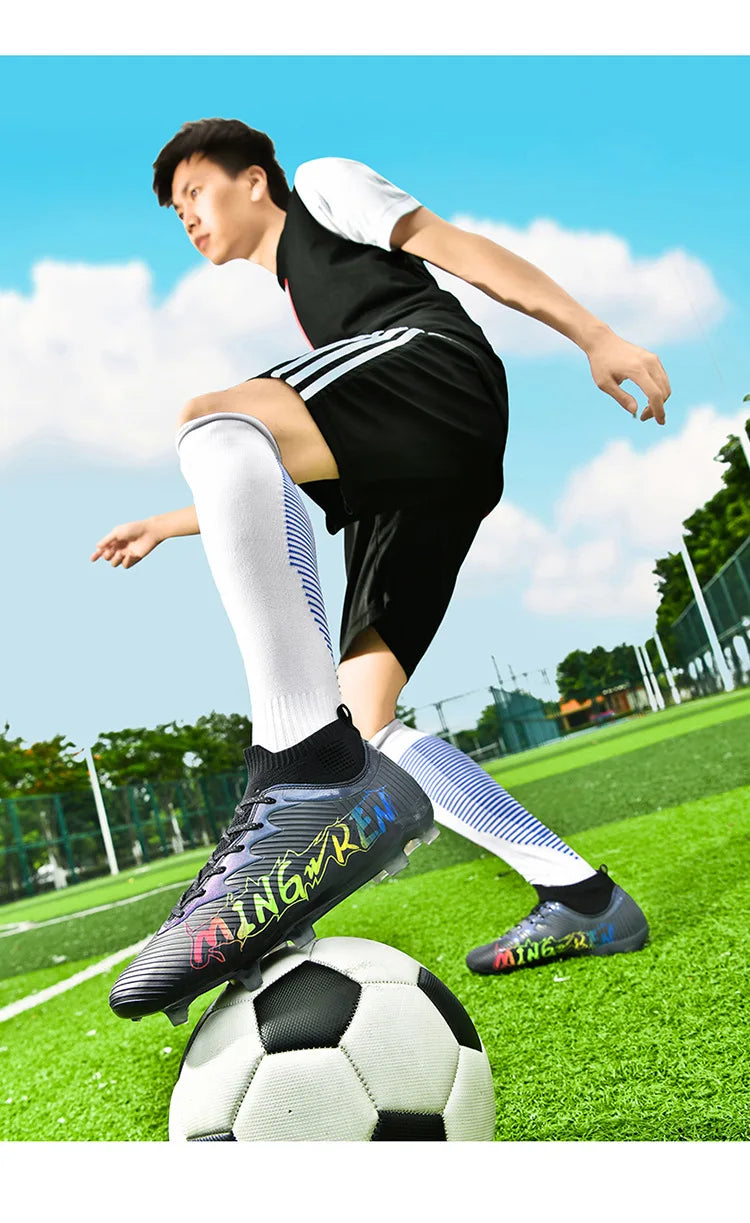 New Low Top Soccer Shoes for Men Teenage Boys Athletic Sports Training Footwear for Students on Lawn and Grass Fields