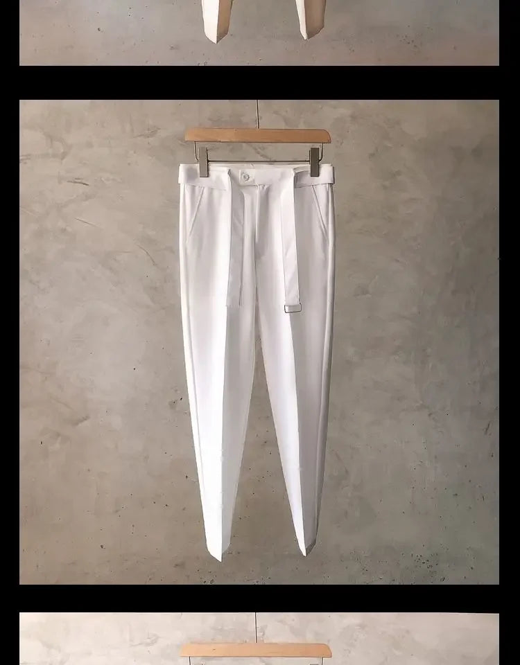 Draped Office Trousers For Men Fluid White Man Suits Pants Work Summer 2025 Chinese Homme Clothing Premium Stylish Formal