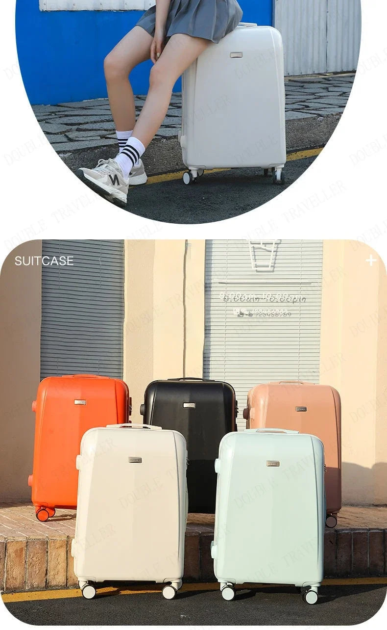 Travel suitcase on mute Universal wheels  ABS +PC Rolling Luggage set 20 inch carry on Cosmetic bag zipper luggage-bags valises