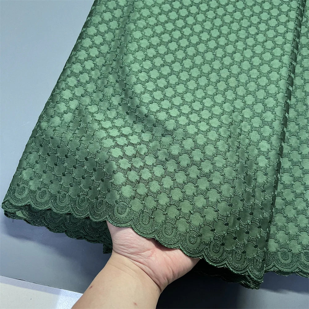 African Nigerian 2026 Tulle Lace Fabric Sewing for Dress High Quality Damask polish luxe Cotton Pure Embroidery 5Yard hz1410