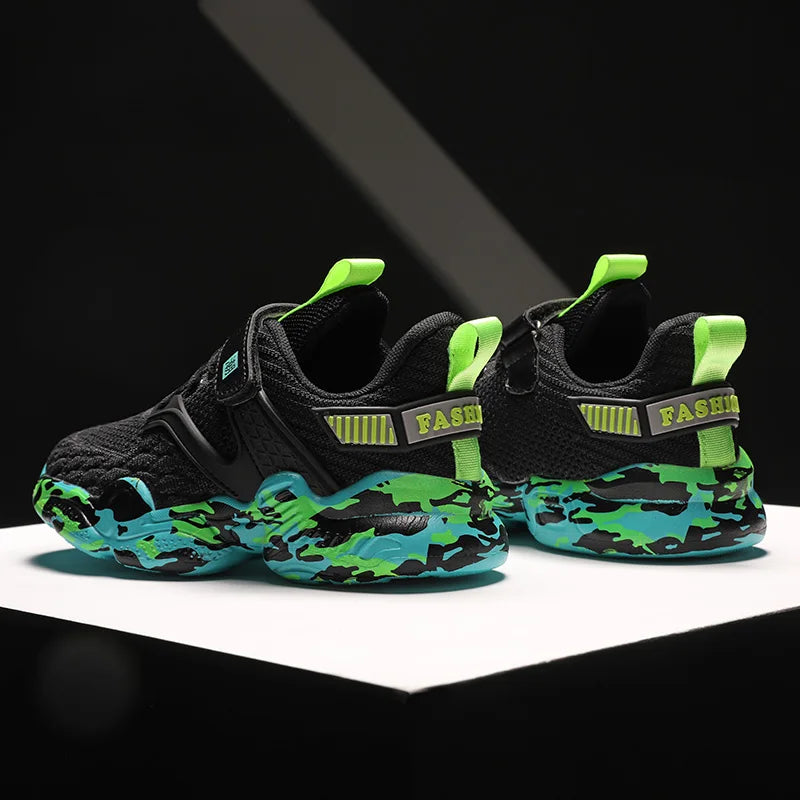 2025 New Kids Shoes Boy Sneaker Knit Platform Breathable Summer School Children Sports Shoes Fashion Tennis Shoes for Boy