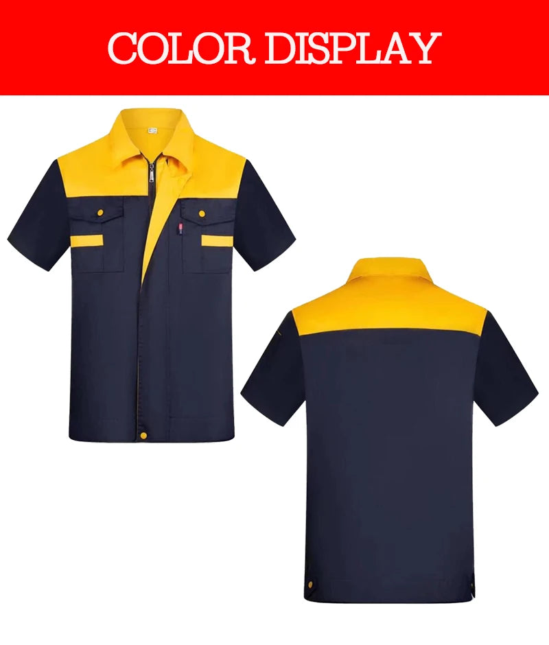 Summer Workwear Men's Women's Short Sleeve Thin Breathable Uniform Factory Service Auto Repair Top Ropa De Trabajo