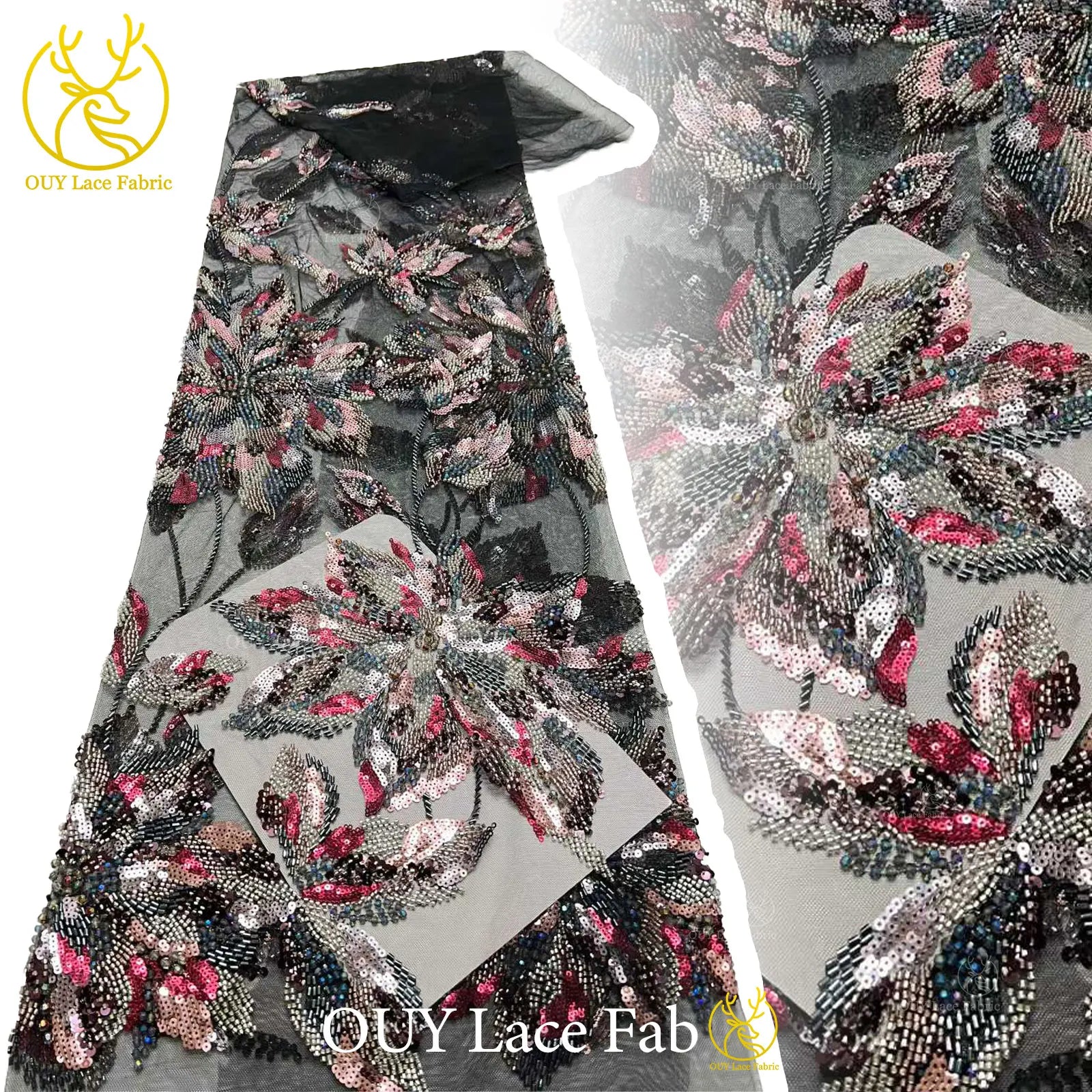 2026 Nigeria Wedding Dress Sewing High Quality African Groom Embroidery Beaded Lace Fabric French Sequin Tulle Lace Fabrics