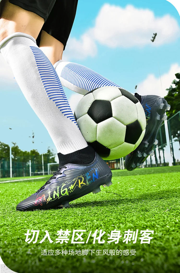 New Low Top Soccer Shoes for Men Teenage Boys Athletic Sports Training Footwear for Students on Lawn and Grass Fields