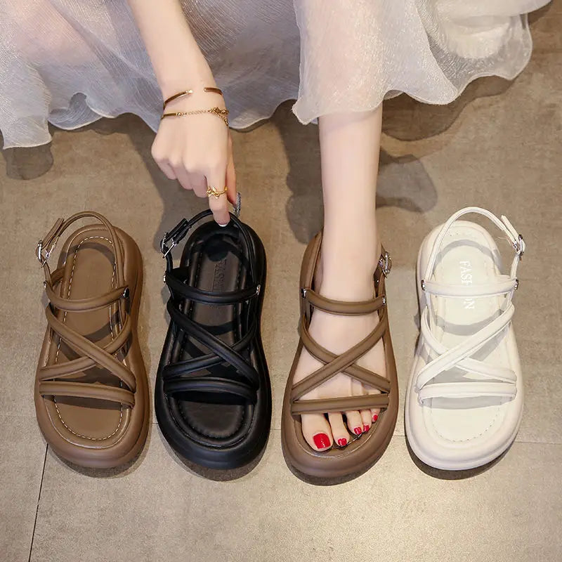 Woman Shoes Brown Sabot Platform Beach Sandals for Women Roman Style Sales Luxury Summer Sale Sandal Wholesale Shoe Asian Size
