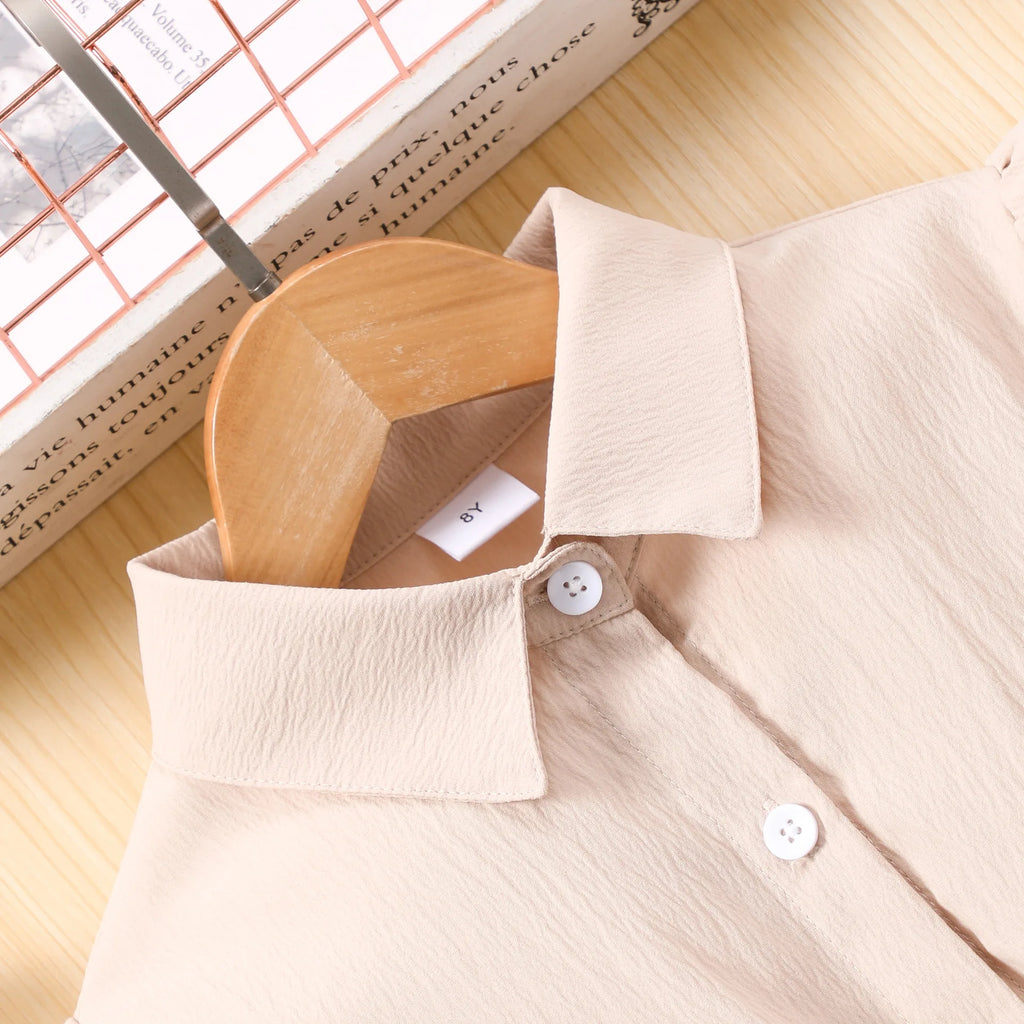 Teen Girls Long Sleeve Dress Waist Seal Net Mesh Patchwork Lapel Casual Dress For 8 9 10 11 12 Years Girls Daily Wear