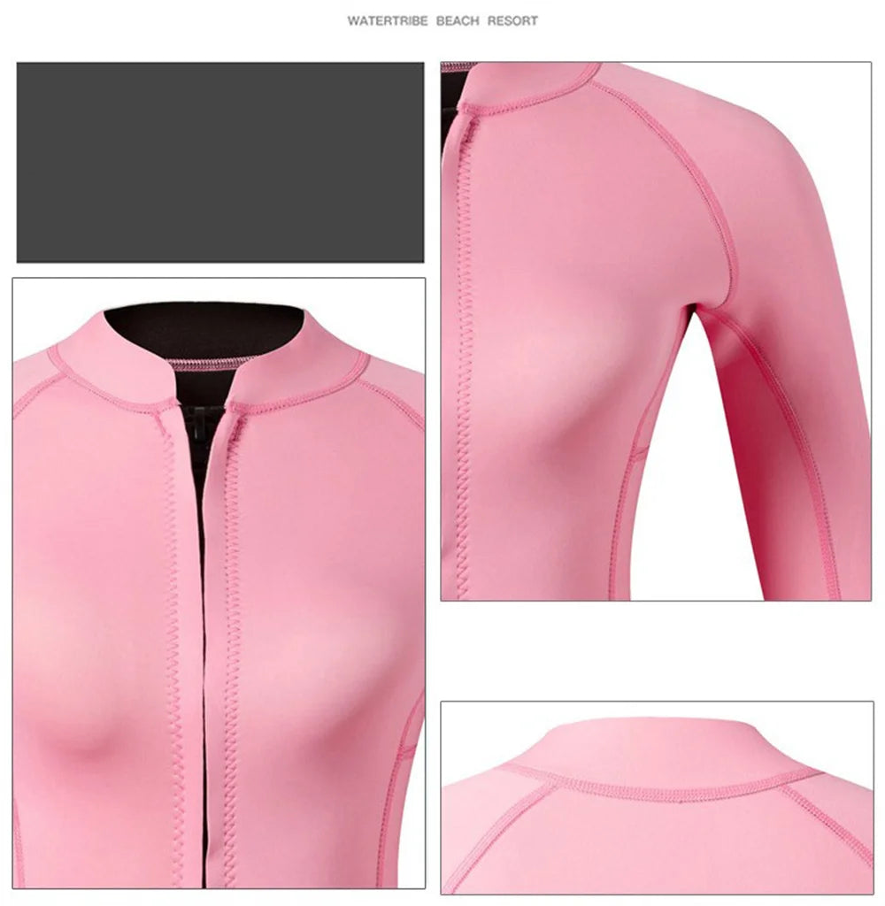 Summer Women 2MM Neoprene Bikini Wetsuit With Stocking Set Long Sleeve Diving Suit Sun-proof Surfing Snorkeling Thermal Swimwear