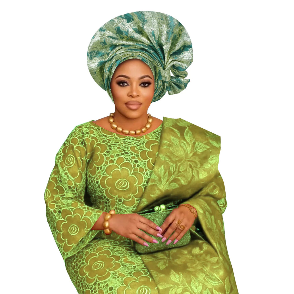 2026 New African Headtie Turban Nigeria Auto Gele Head Wraps Auto Gele Women's Turban Cap Wedding Geles Muslim Head Wraps Bonnet