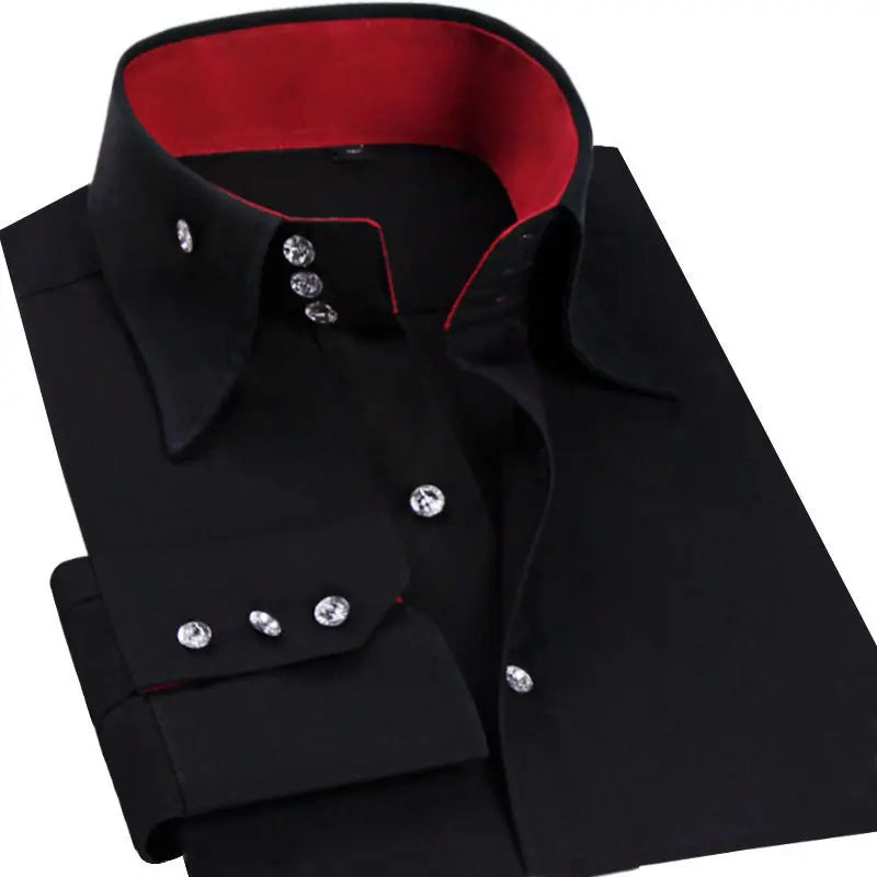Men's Collared Shirt Long Sleeve Fashion Korean Button-down Casual Shirts Formal Business Dress Shirts Slim Fit Designer Shirts