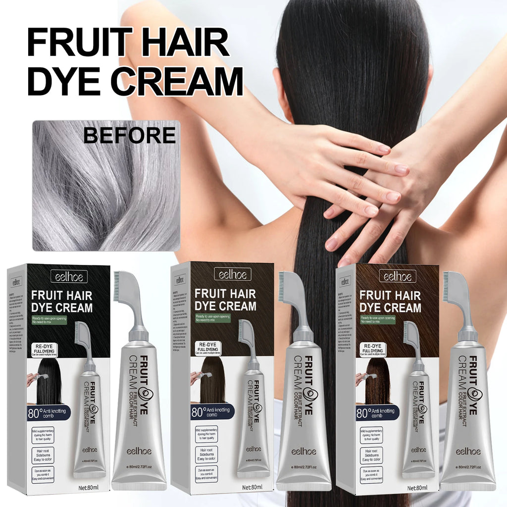 Fruit Hair Dye Cream Quick Coloring Enhance Hair Shine Nourishing Promote Hair Growth Moisturizing Black Hair Hairdressing Cream