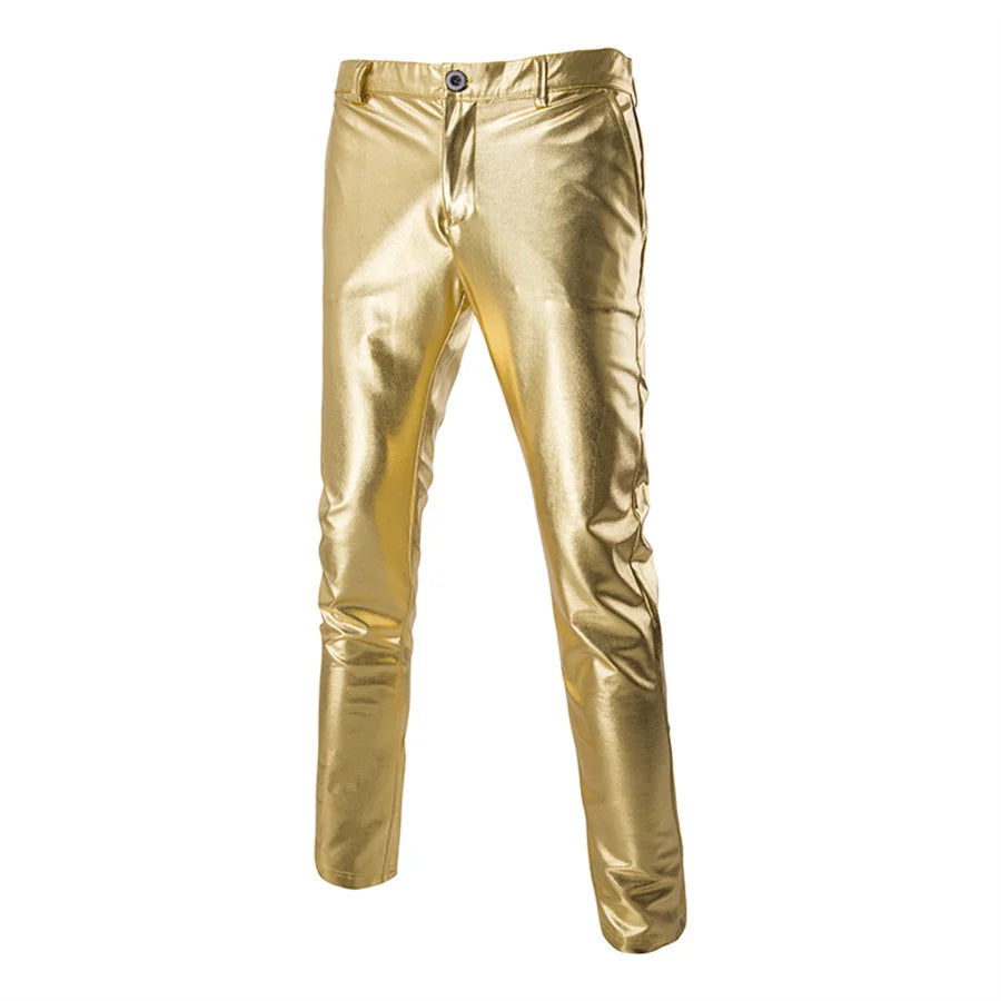 Men's Suit Slim Fit 2 Piece Sets Solid Shiny Party Gold Silver Suits for Men Wedding Prom Blazer Jacket and Pants Stage Costume