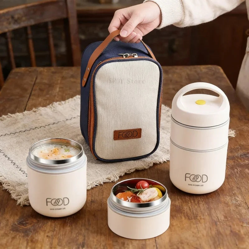 Portable Kids Thermal Lunch Bag 304 Stainless Steel Bento Box Children School Picnic Food Storage Lunch Boxes Container Bags