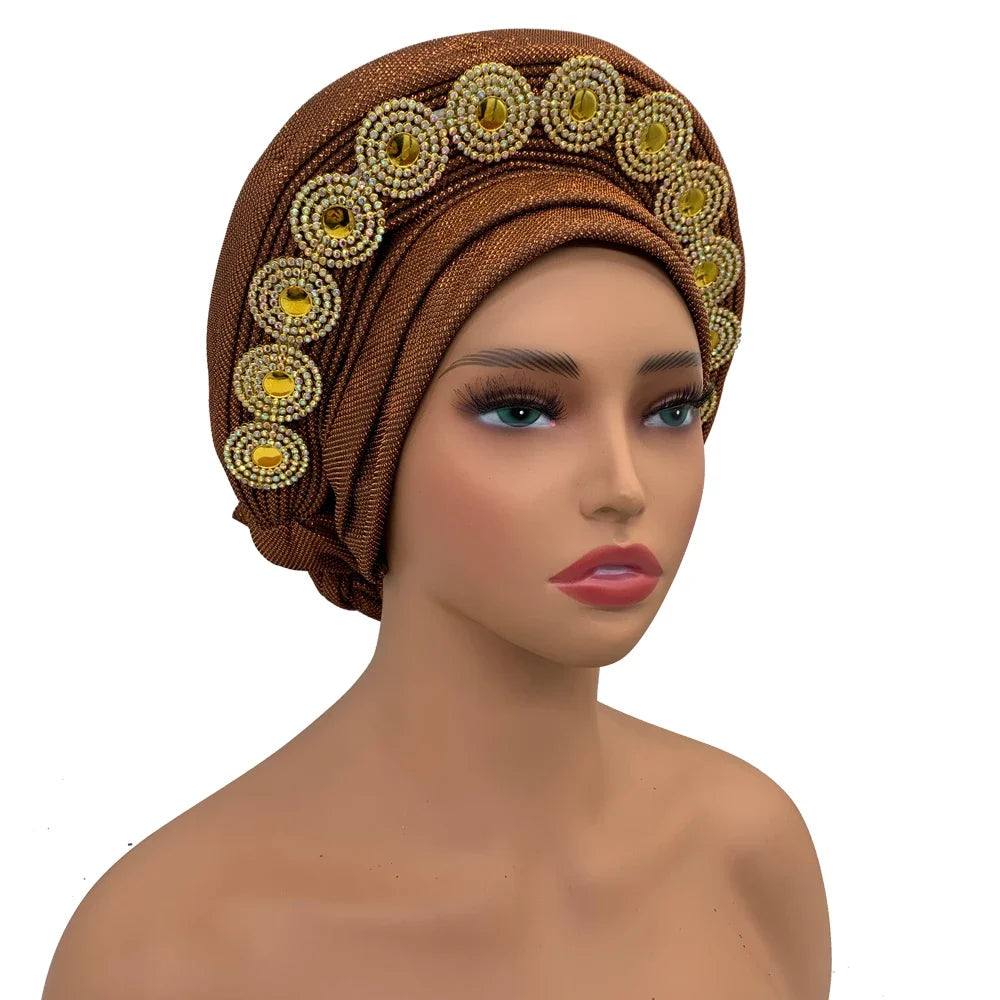 Nigeria Wedding Geles Party Headpiece Turbante Mujer Fashion African Auto Gele Headtie Women's Head Wraps