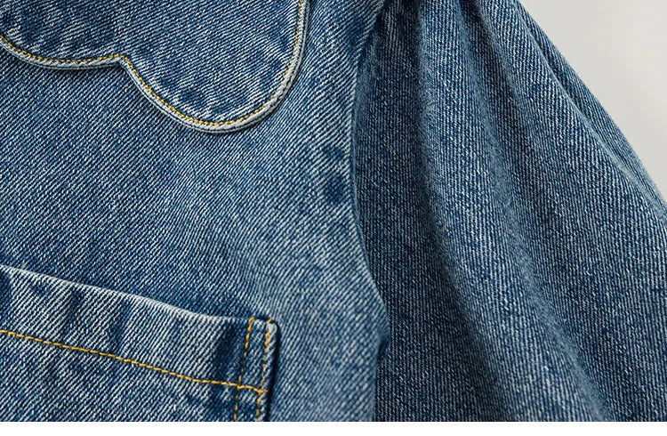 Children Clothing Girls Denim Jacket Spring and Autumn Korean Children Lace Collar Denim Top Cardigan Fashion Cool Girl Coat
