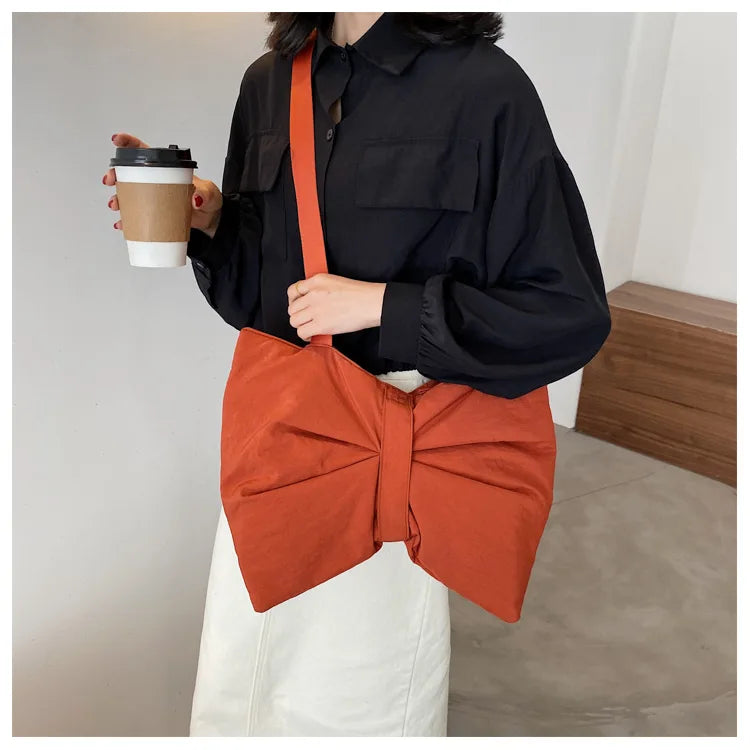 Soft Nylon Women's Portable Shoulder Bag Large Capacity Female Commute Crossbody Bags Simple Design Ladies Tote Purse Handbags