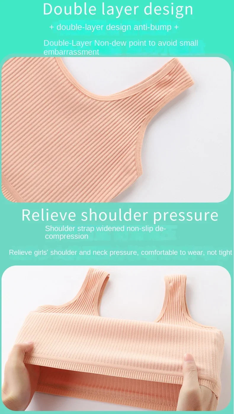 Girls Bra Crop Tops for Teens Underwear Breathable Kids Sports Training Bras Children Soft Cotton Teenager Clothing